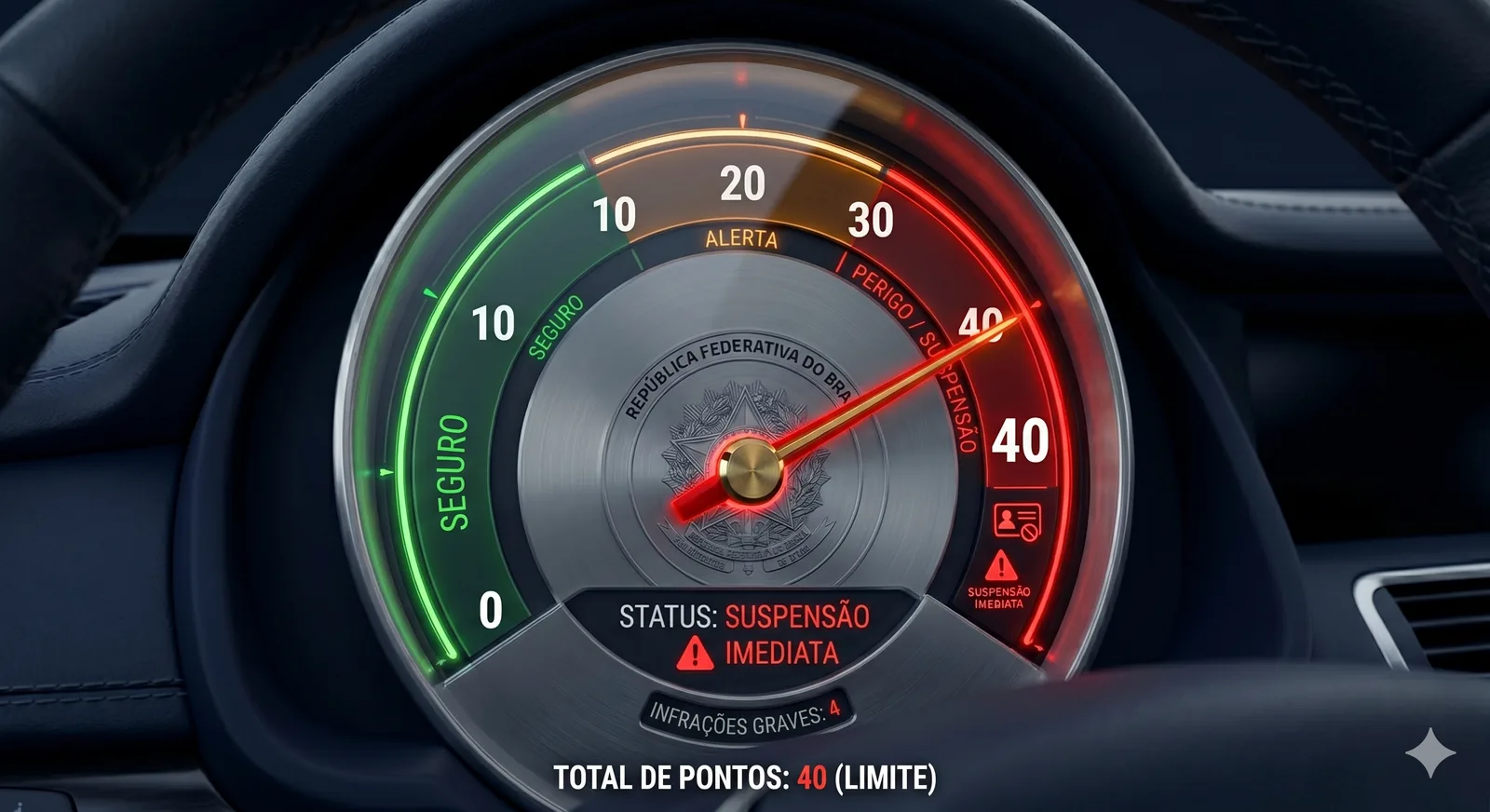Painel de pontos da CNH — zona de perigo